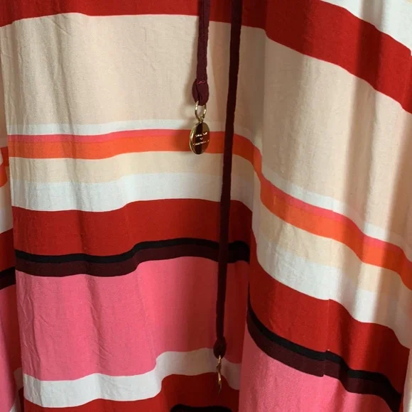 Kate Spade Miramar striped tasseled swim cover up large - Picture 3 of 5